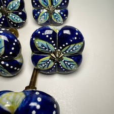 Drawer Cabinet Pulls Ceramic Knobs Hand Painted Lot Of 11