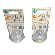 HTF 2 Vulli MII Sophie la Girafe Set of 2 Nipples- Fast Flow 6 Months 3 Textures