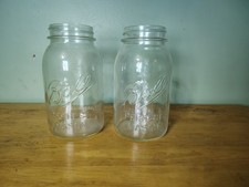 VTG Perfect Mason EUC Clear Round Quart Pair Lot Of 2 Made In USA