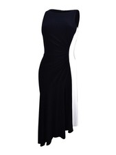 Lauren by Ralph Lauren Women's Colorblocked Asymmetrical Dress (6, Black/White)
