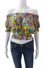 Luisa Womens Linen Short Sleeve Scoop Neck Pattern Tube Top Multi Size S