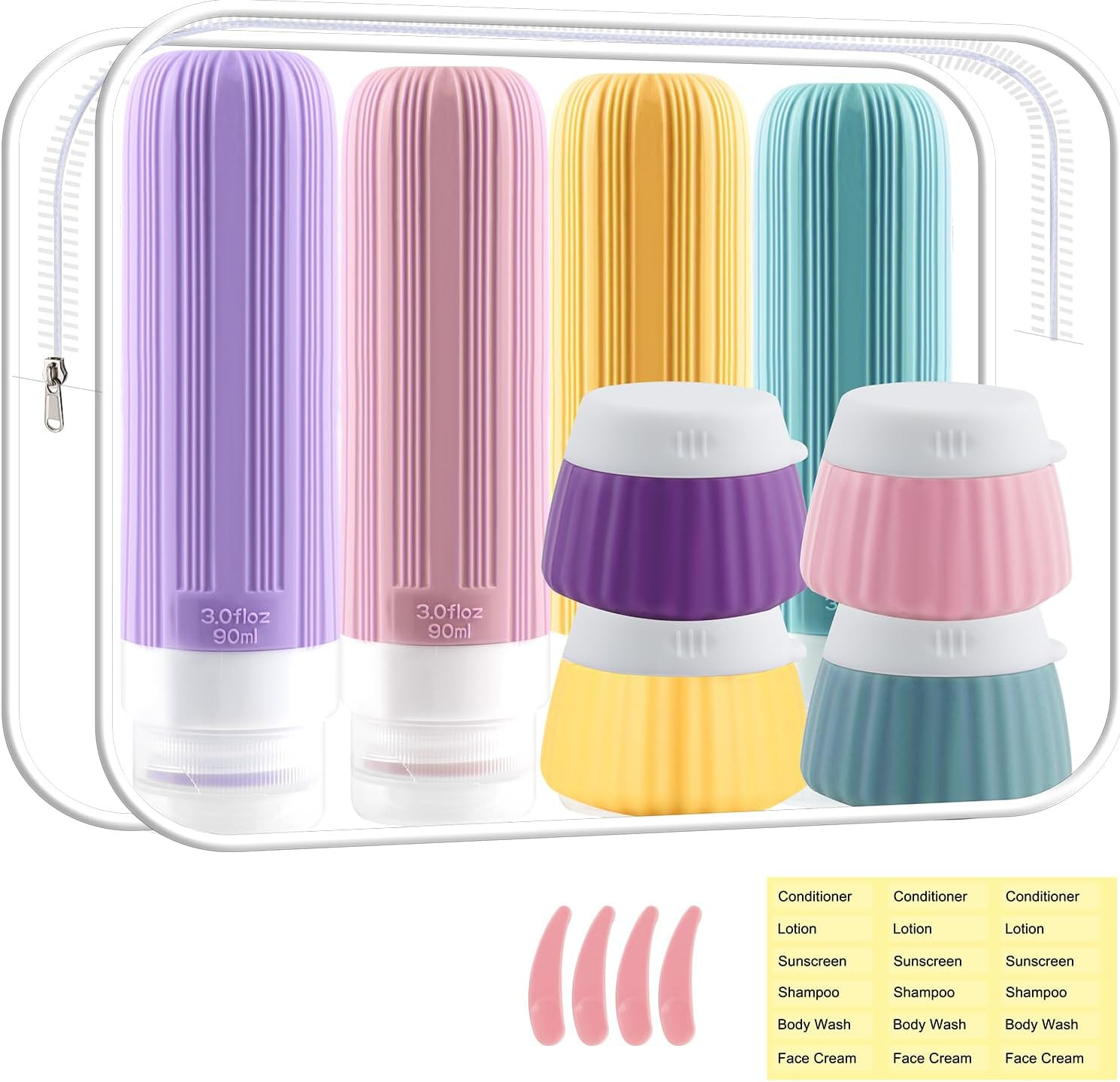 Travel Bottles for Toiletries, Funnasting 14 Pack TSA Approved 8pcs bottles