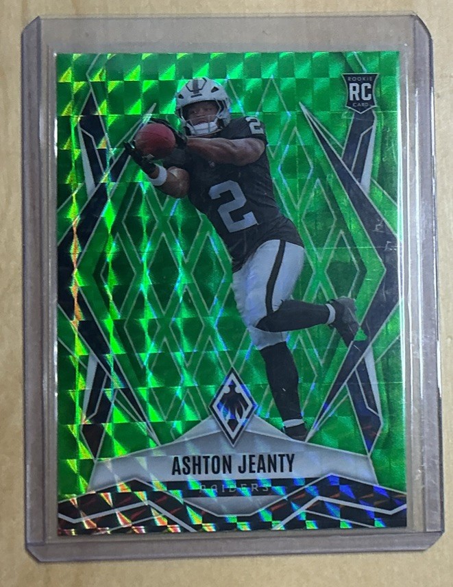 🔥2025 Panini Phoenix Football Ashton Jeanty #158 Lime Green Pyramids /285 RC SP