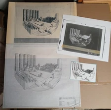 CBS Television Studio Original Pencil Set Design Stage Performing Set #2 1970's 