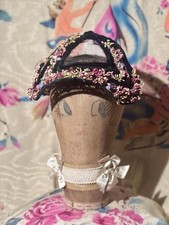 40s/50s Black Velvet Net Floral Millinery Fascinator, One Size