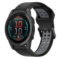 For Garmin Fenix E 47mm Two Tone Silicone Strap with 2 Reverse Buckle