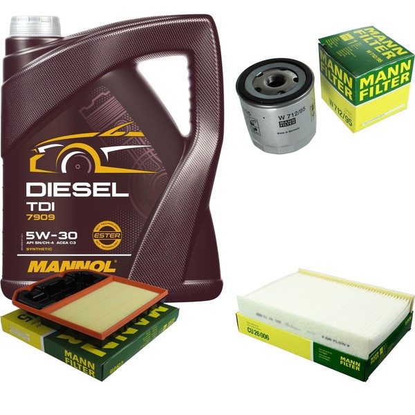 Inspektionspaket 5L Mannol Diesel TDI 5W-30 FüR VW UP 1.0 Skoda Citigo Seat Mii-image