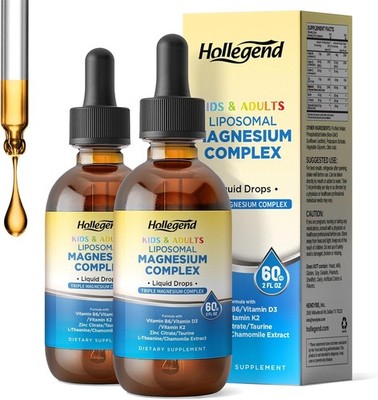 Liposomal Magnesium 400Mg Complex Drops, Liquid Triple Magnesium Supplement f...
