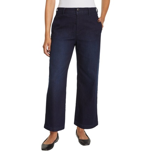 Ella Moss Womens Wide Leg Crop Pants High Rise Cotton Stretch Pockets Casual New