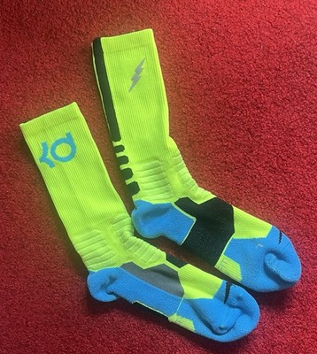 Nike HYPER ELITE KD Basketball Socks Volt/Blue SX4814-714 Large