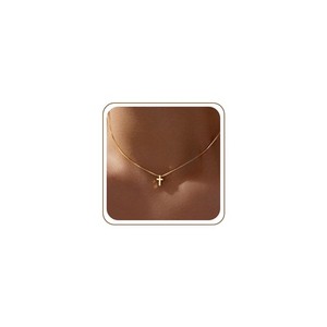 Authentic Gold Cross Necklace for Women Teen Girls Dainty Cute 14K Gold Plated Small Cr...