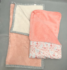 Baby Girl Plush Blanket Lovey Set Pink Floral Sherpa Security Blankets Soft Cozy