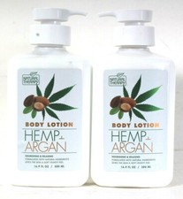 2 Bottles Natural Therapy 16.9 Oz Hemp  Argan Nourish  Relaxing Body Lotion