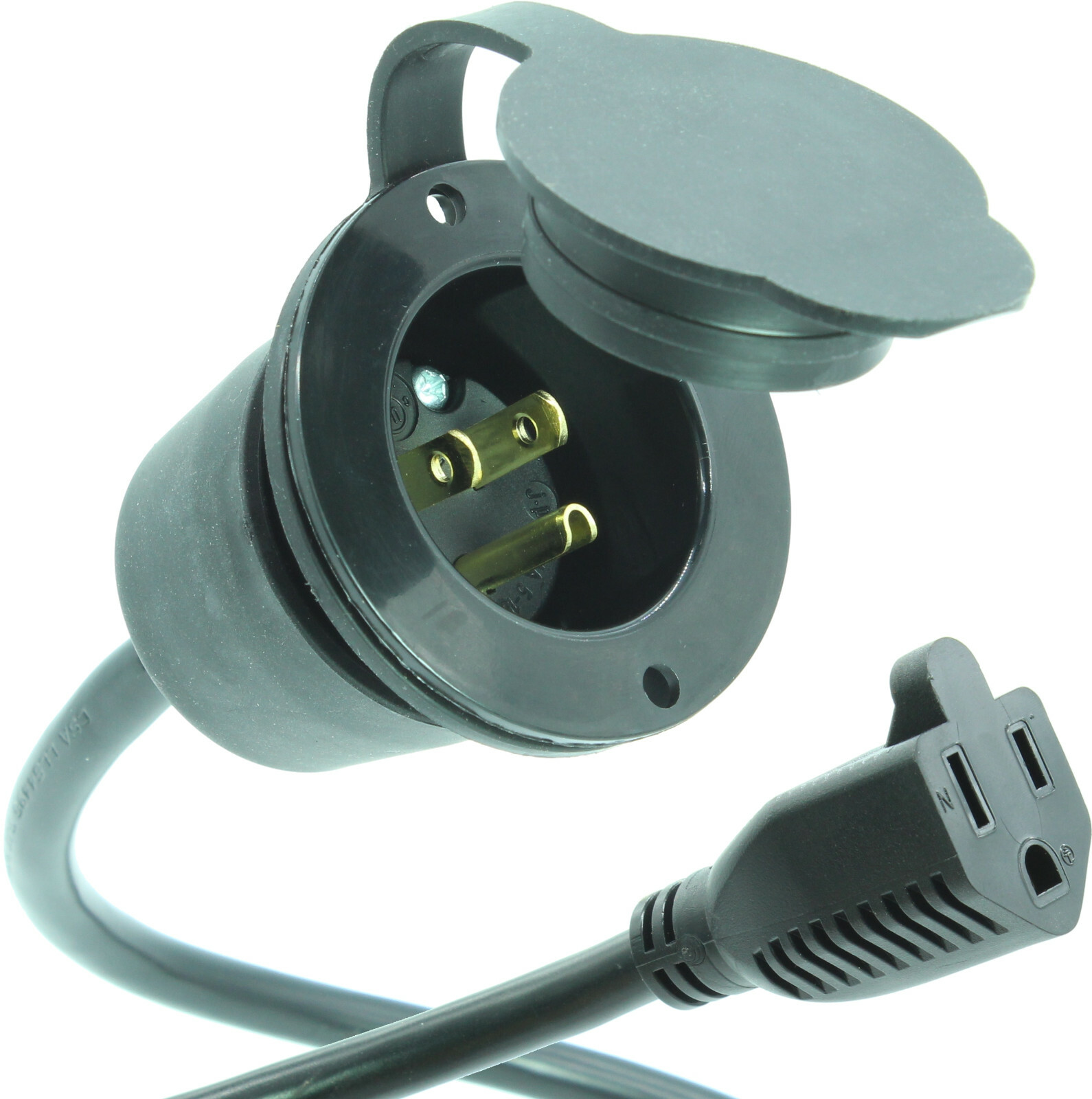 GCP1 15 Amp 125V AC Port Plug with 20" Integrated Extension Cord JourneymanPro