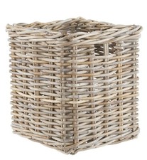 Wicker Storage Basket Square Grey Buff Rattan Cube Shelf Storage