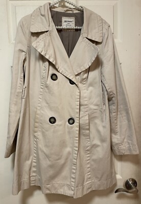 Vintage 100% Cotton Shell Double Breasted Old Navy Trench Coat Size Medium EUC