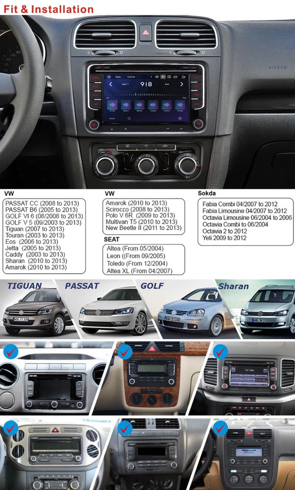  7" Stereo for VW Golf Mk5 Mk6 JettaGPS Sat Nav DAB+ Head Unit Car Radio DVD CD - Image 2 of 4