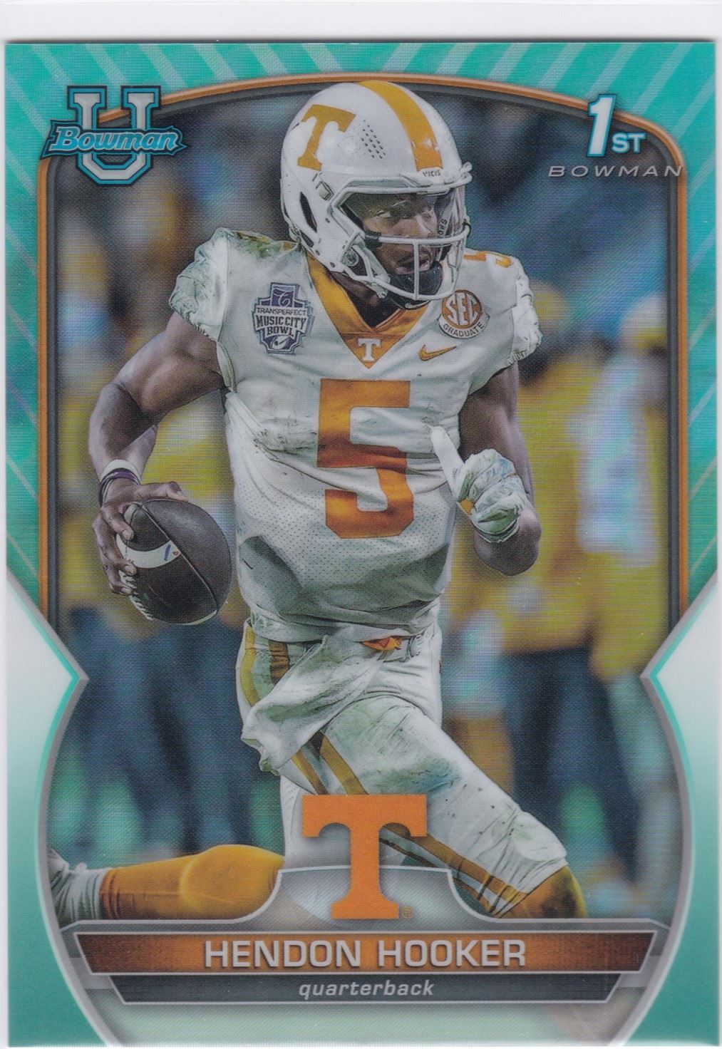 2022 Bowman Chrome University Aqua Refractor 21 Hendon Hooker Tennessee 1st /299