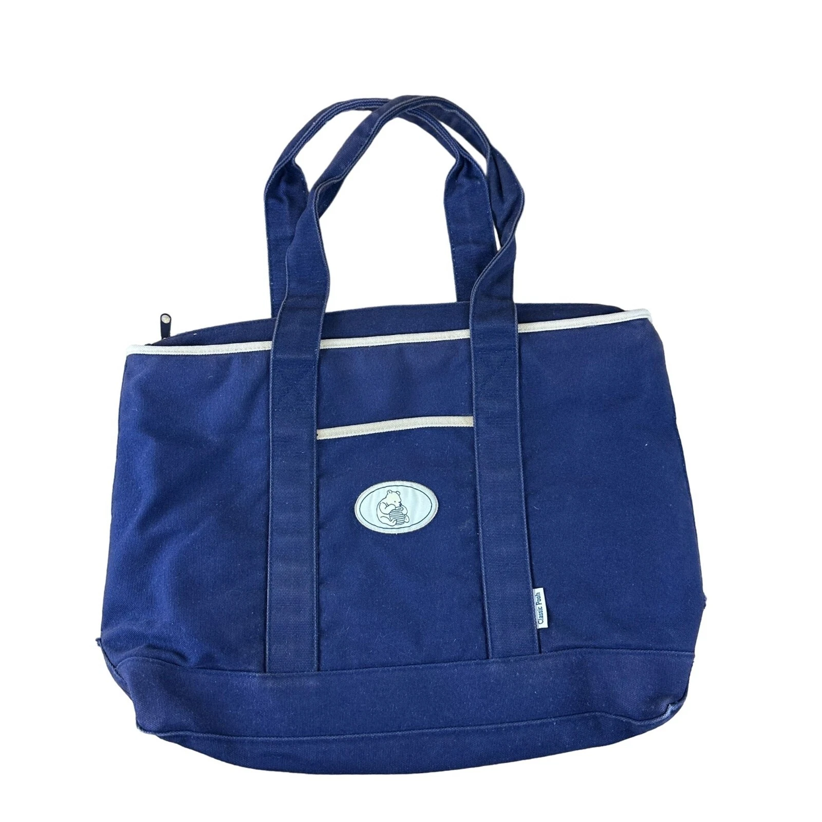 Classic Pooh Diaper Bag Navy Canvas w/ Changing Pad Lots of Pockets!
