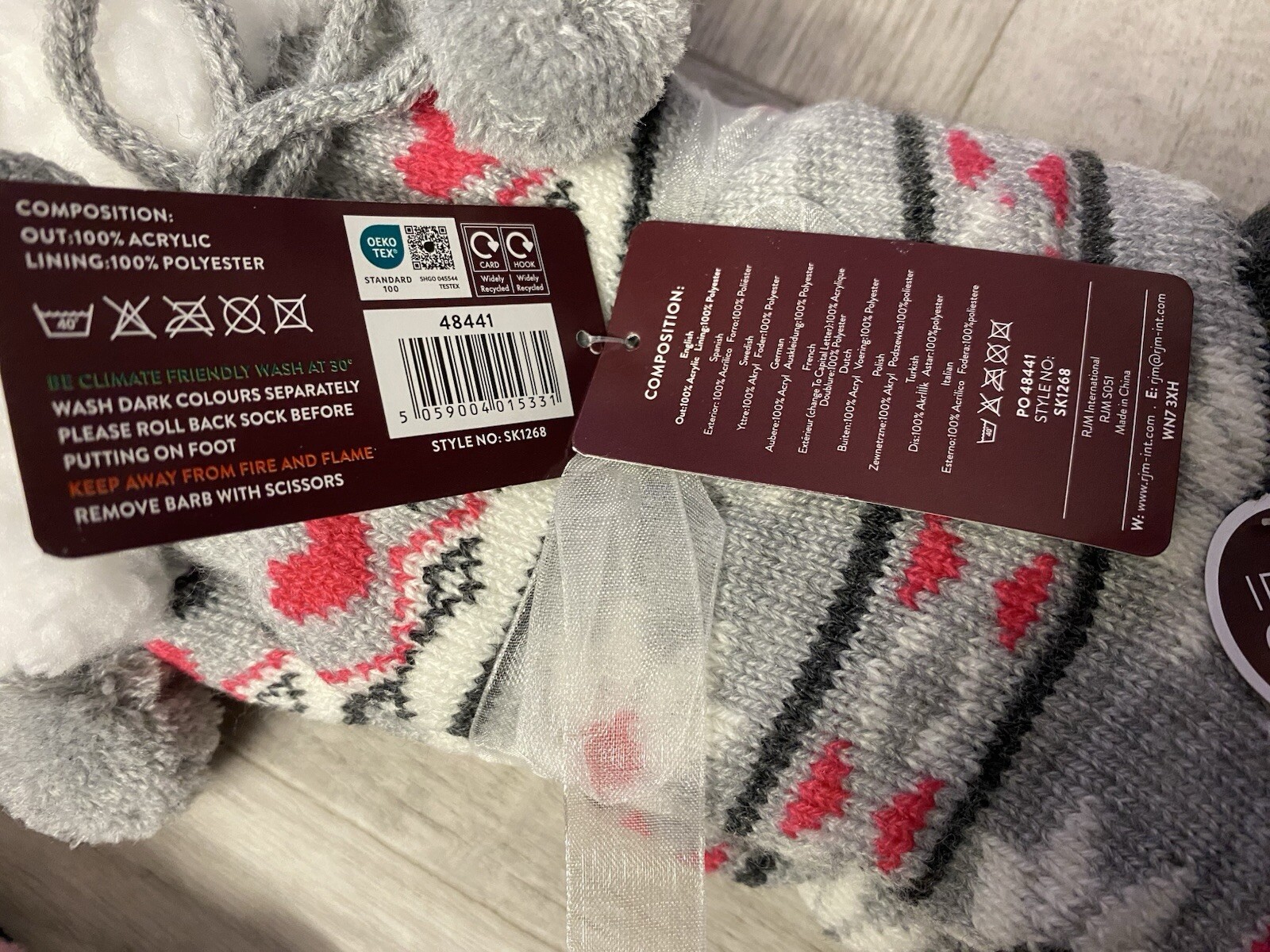 SAOLA 2 PAIR LADIES FAIR ISLE LOUNGE THERMAL LINED WINTER GRIPPER SOLE SOCKS SIZE 4 8