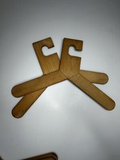Vtg MCM Scandinavian Pine Wood Clothes Hangers 2 RARE Modernist 18.5" READ