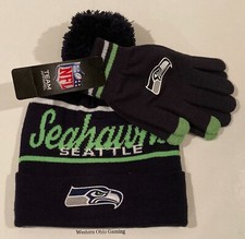 NFL Seattle Seahawks Beanie Cap Gloves Winter Combo Set NEW Team Apparel