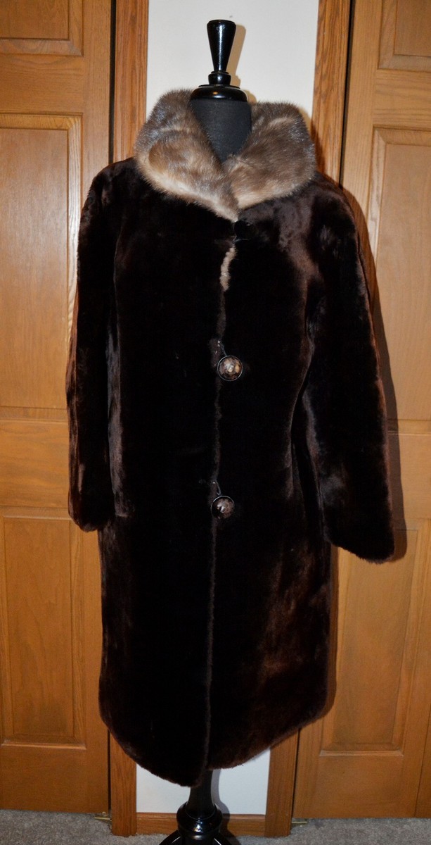 VTG Women's Genuine Shearling Lambswool Trench Coat S/M Alysha