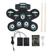 Electronic Drum Set Hand Roll Drum Set 9 Pads Dual Speaker Rechargeable Z0A0
