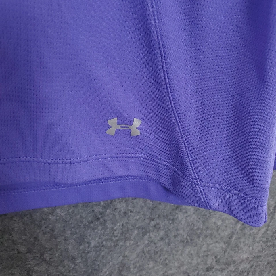 Under Armour Shirt Womens Medium Golf 1/4 Zip Pullover Heathered Purple Heatgear - Image 2 of 4