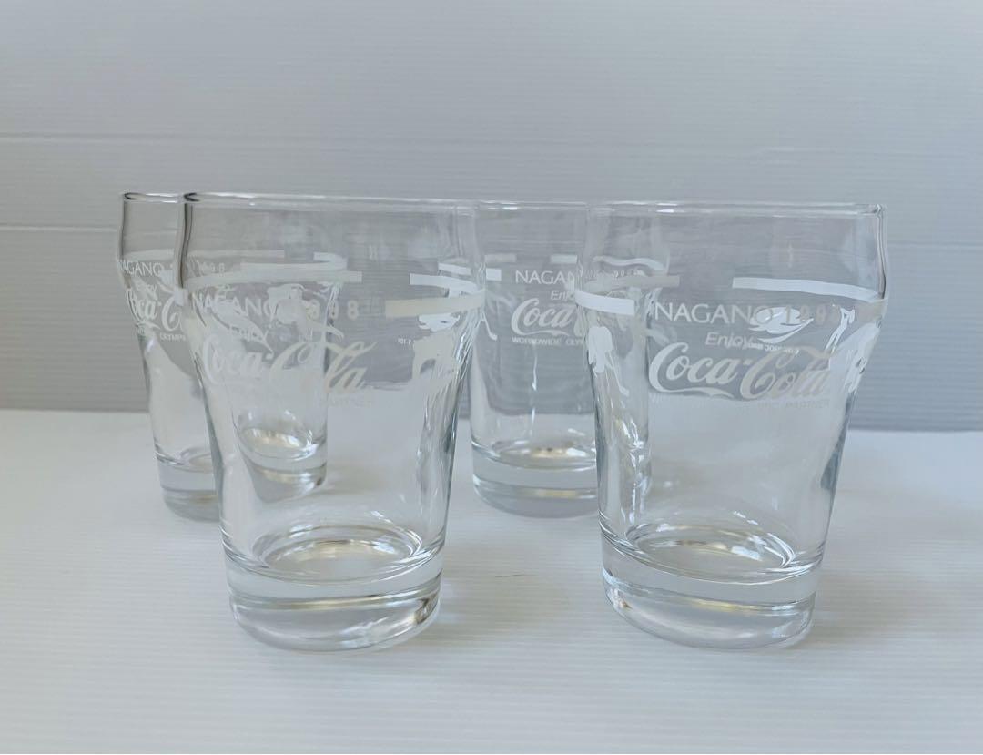 1998 Nagano Olympics Coca-Cola Mini Glasses 4-Piece Set Collectible Collectors Edition