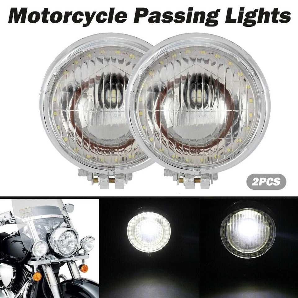 2x Lámpara de faro ojo de ángel LED cromada 27 para moto Suzuki Kawasaki Harley Foto 2 de 4