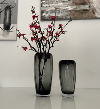 Rauchgraue Glasvasen Set Modern | Hohe & Kleine Zylinder | Einzeln Verkauft