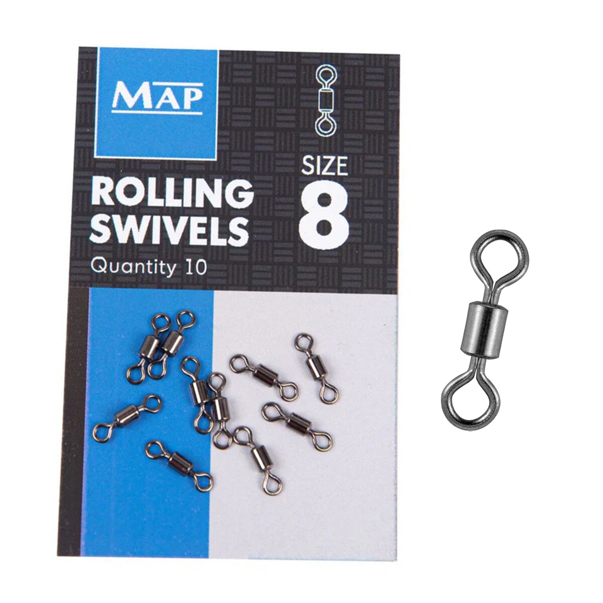 MAP Rolling Fishing Swivels Size 8 Make a Link Between Mainline & Hook Length