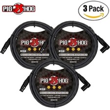 3-PACK Pig Hog HEX Series 10FT Right Angle Microphone Cable Grey PHMH10GRR