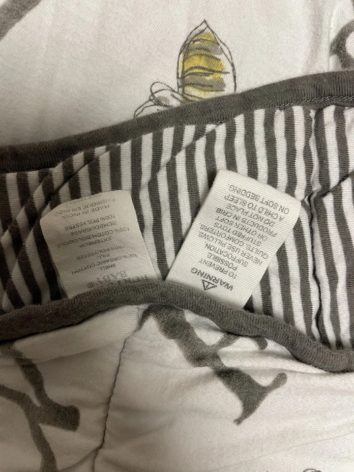 BURT'S BEE Quilted jersey Knit Plush Crib Comforter Baby Blanket A BEE C - Image 3 of 3