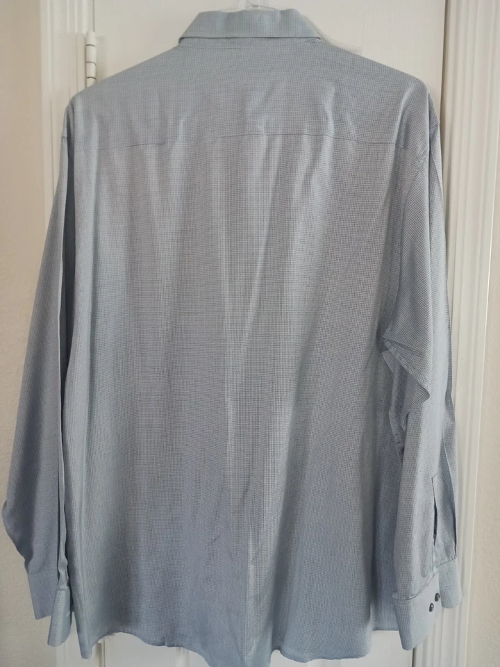 Alfani Men's Button Down Long Sleeve 100% Silk Shirt XL Light Blue Patterned - Image 2 of 4