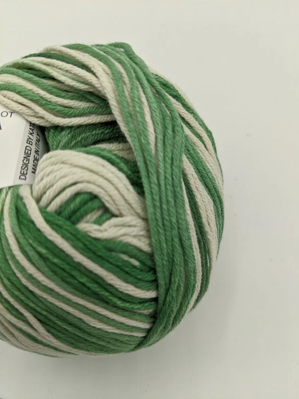 Lot Katia Bora Bora #103 Green White Light Worsted Aran Yarn Cotton 50gr 126yd - Image 4 of 4