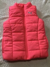 Puma Girl Quilted Puffer Vest Outerwear Pockets Fluorescent Hot Pink Size 5/6 XS