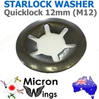 10 x Quicklock Starlock 12mm (M12) Speed Lock Washer (star lock locking washer)