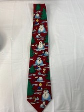 PEANUTS CHARLIE BROWN SNOOPY CHRISTMAS SNOWMAN SILK TIE EUC