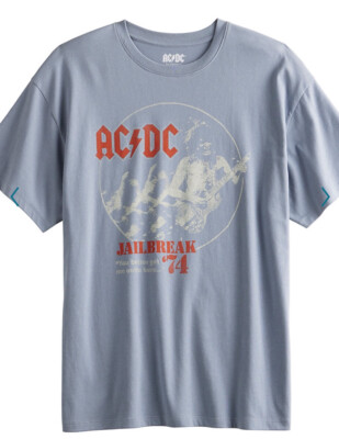ACDC Jailbreak 1974 Tour Women s Short Sleeves Blue T Shirt Size Large