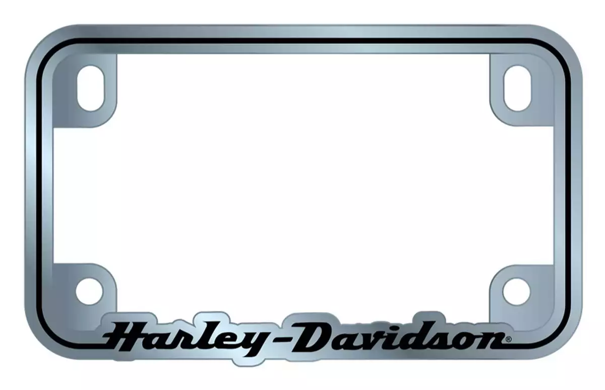 Harley Davidson H D Script Motorcycle License Plate Frame Premium Metal Silver