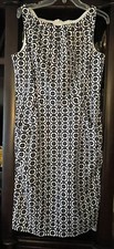Nine West White With Navy Print Dress Size 14