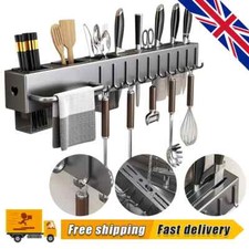 Kitchen Rail Rack Wall Mounted Utensil Hanging Rack Aluminum Hook Hanger UK
