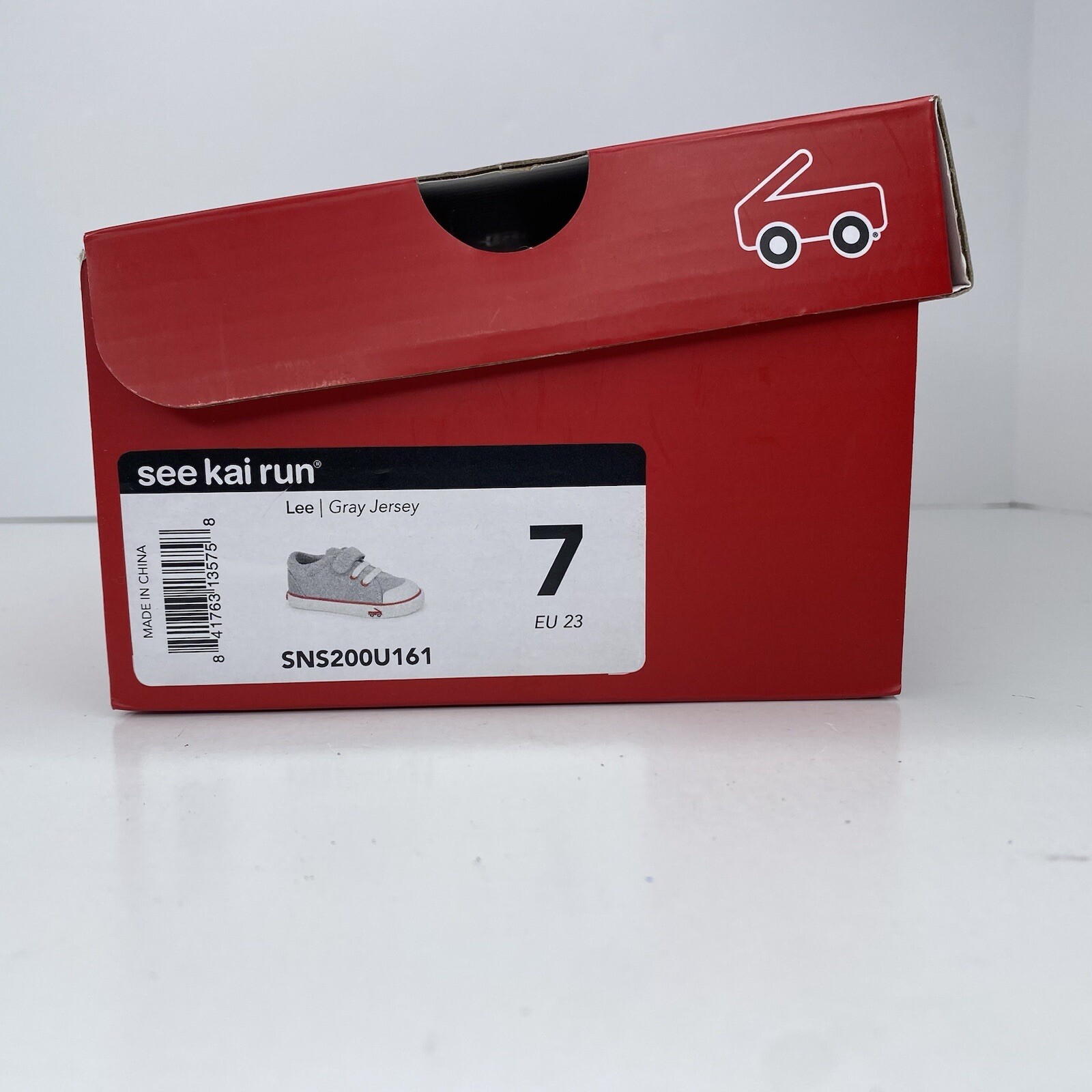 See Kai Run NEW Lee Gray & Red Jersey Sneaker Shoes Size 7 Toddler Boys