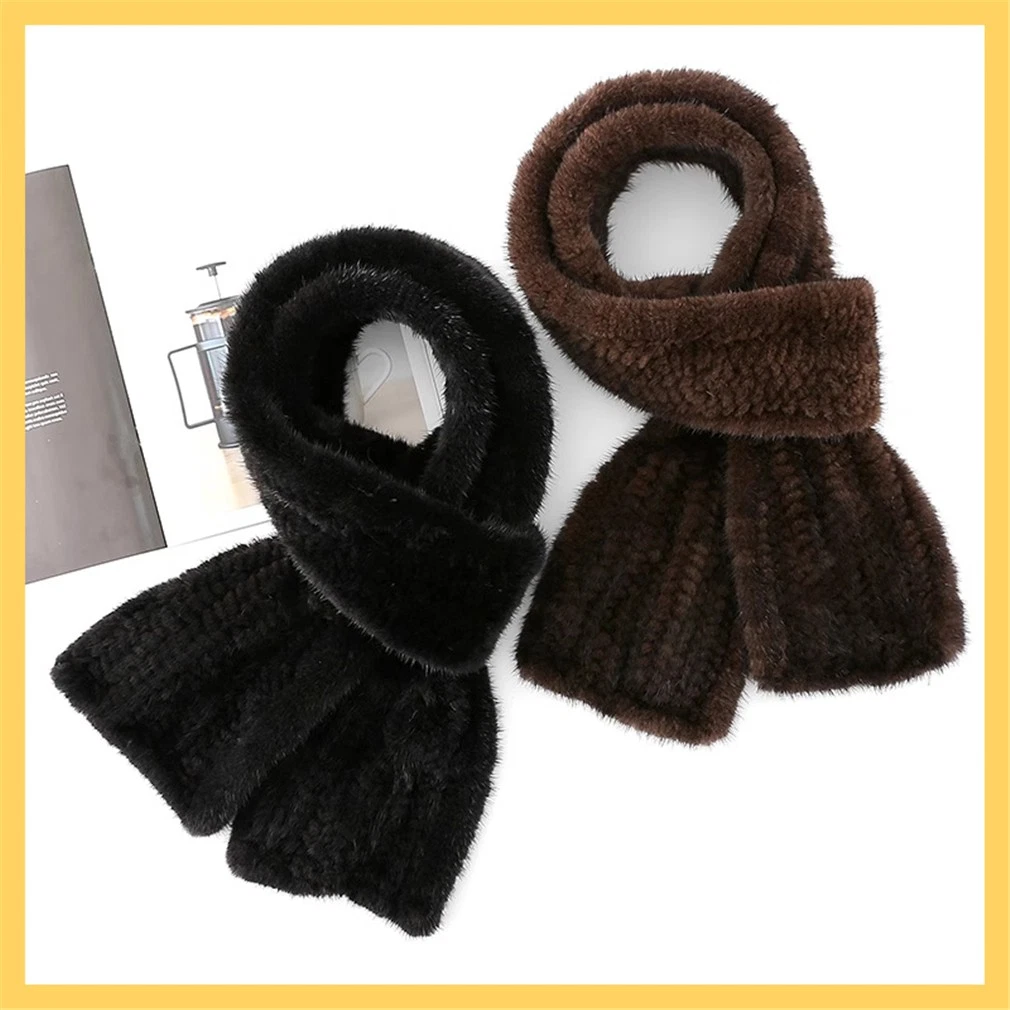 Men's Real Mink Fur Scarf Thicken Winter Warm Neck Wrap Collar Size 180x10cm