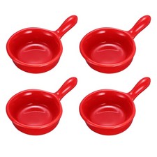 4Pcs Ceramic Dipping Sauce Bowls, 3oz Soy Sauce Dish with Handle, Red