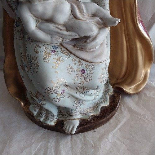 Vtg Prof.Eug. Pattarino Italian Terracotta Madonna w/Child Religious Statue 14" - Picture 11 of 20