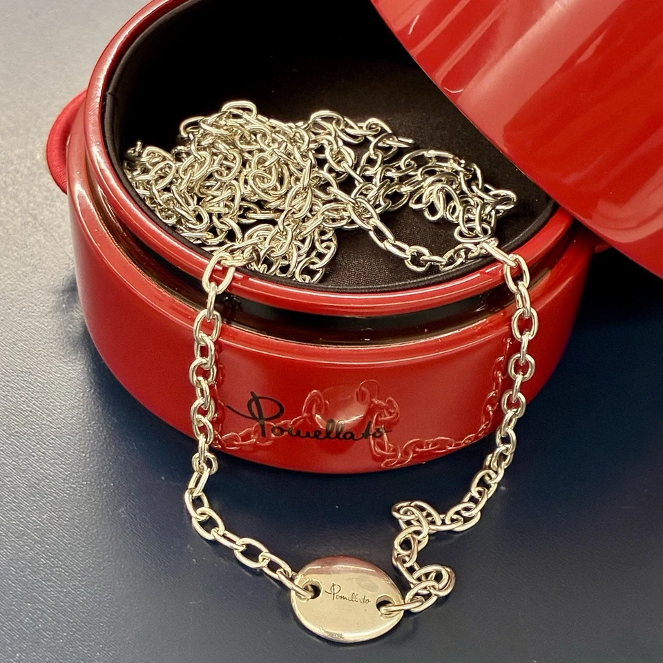 Pomellato Collana Lunga 100cm Argento Massiccio 925 100% Originale Rara Unisex - Immagine 4 di 4