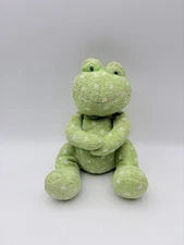 Vintage RUSS Plush Frog Polka Dot Spots Green White Hugging Lovey 10"